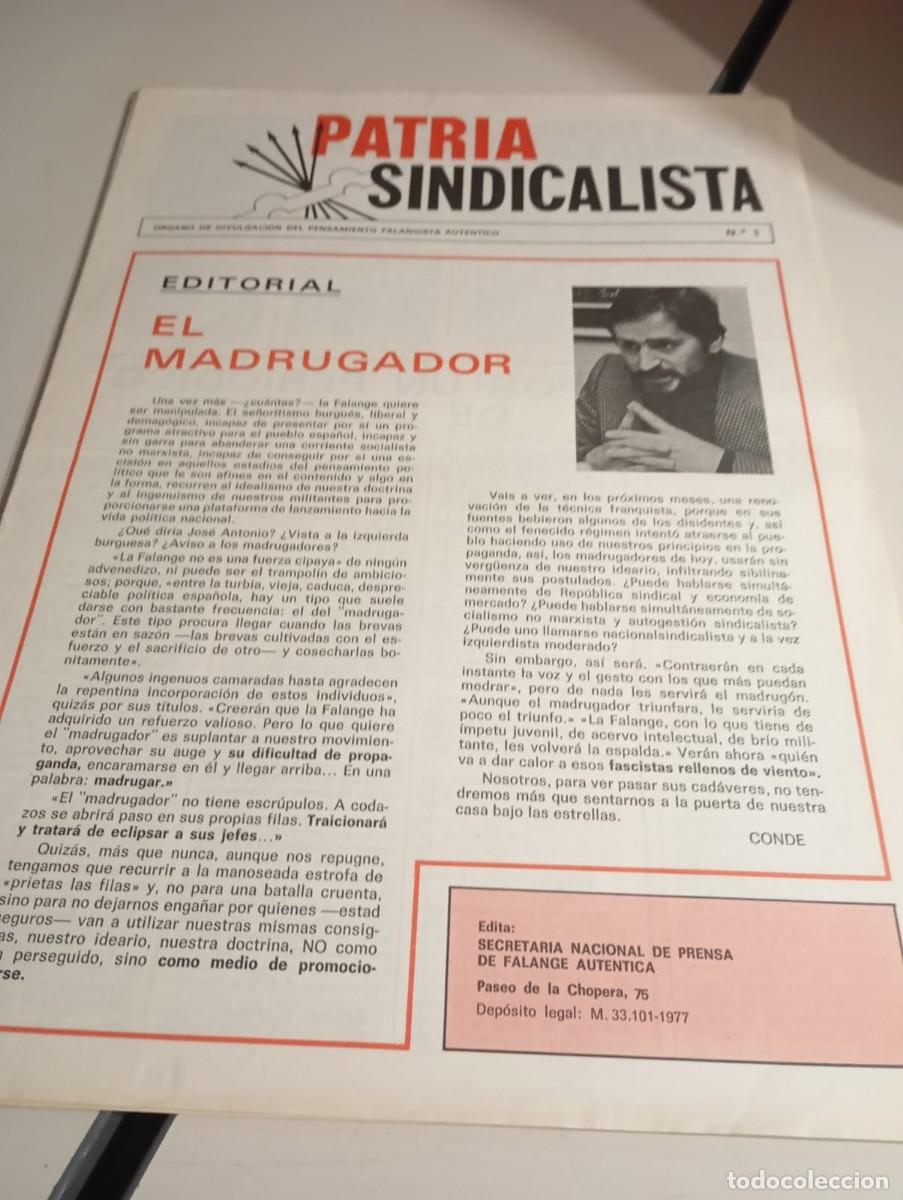 Coleccionismo de Revistas y Peri&oacute;dicos: REVISTA FALANGISTA PATRIA SINDICALISTA N&ordm; 1 III &Eacute;POCA FE JONS (AUT&Eacute;NTICA) REF. UR MES 7