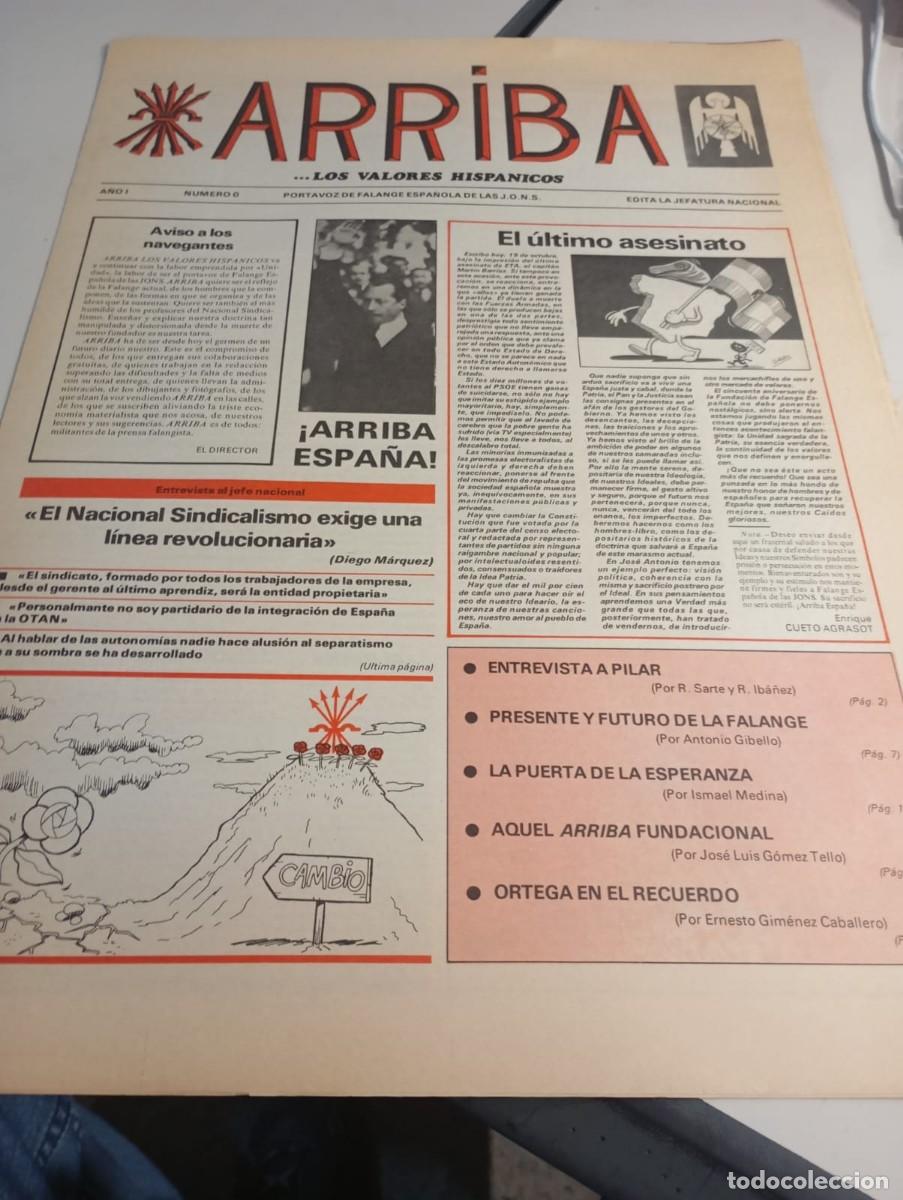 Coleccionismo de Revistas y Peri&oacute;dicos: PERI&Oacute;DICO FALANGISTA &rdquo;ARRIBA&rdquo; FE JONS A&Ntilde;O I N&ordm; 0 A&Ntilde;O 1983 REF. UR MES 7