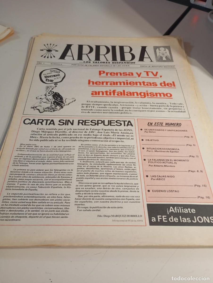 Coleccionismo de Revistas y Peri&oacute;dicos: PERI&Oacute;DICO FALANGISTA &rdquo;ARRIBA&rdquo; FE JONS A&Ntilde;O I N&ordm; 5 A&Ntilde;O 1983 REF. UR MES 7