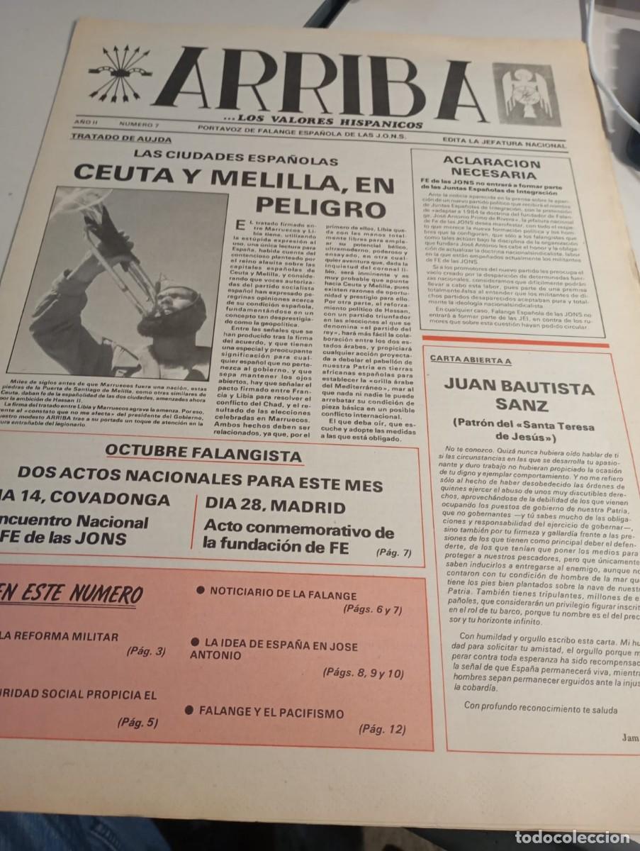 Coleccionismo de Revistas y Peri&oacute;dicos: PERI&Oacute;DICO FALANGISTA &rdquo;ARRIBA&rdquo; FE JONS A&Ntilde;O II N&ordm; 7 A&Ntilde;O 1984 REF. UR MES 7