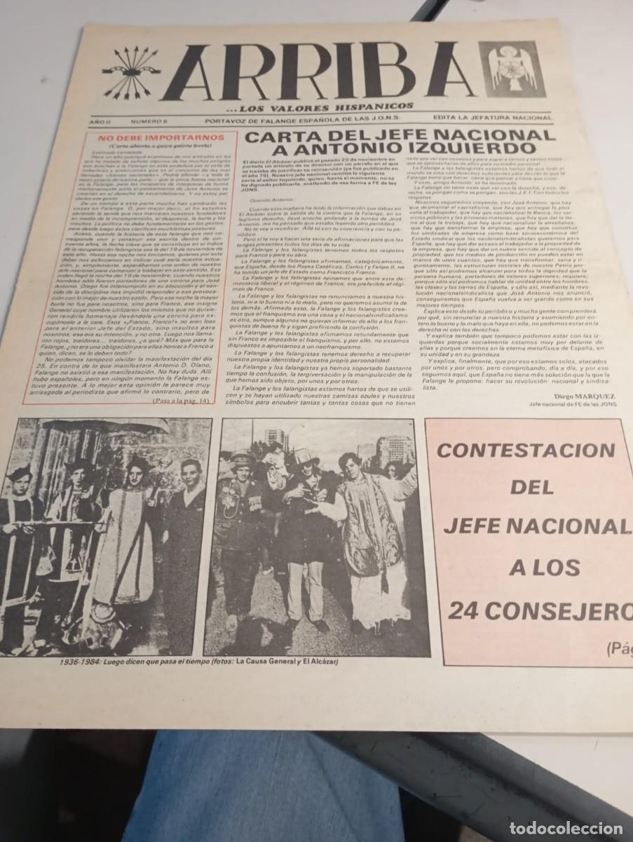 Coleccionismo de Revistas y Peri&oacute;dicos: PERI&Oacute;DICO FALANGISTA &rdquo;ARRIBA&rdquo; FE JONS A&Ntilde;O II N&ordm; 8 A&Ntilde;O 1984 REF. UR MES 7