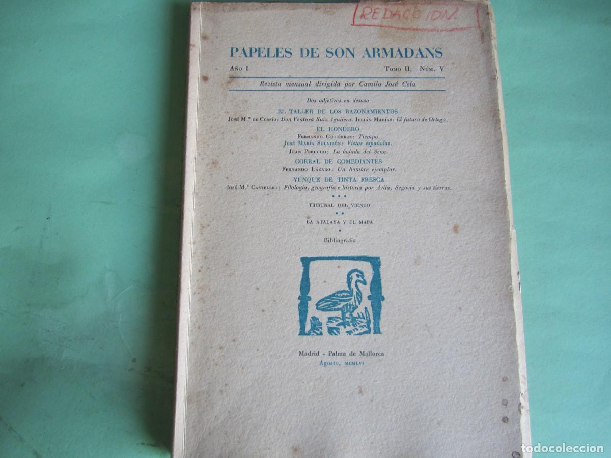 Coleccionismo de Revistas y Peri&oacute;dicos: PAPELES DE SON ARMADANS -CAMILO JOSE CELA -AGOSTO 1956 P.DE MALLORCA -A&Ntilde;O I-NUM V