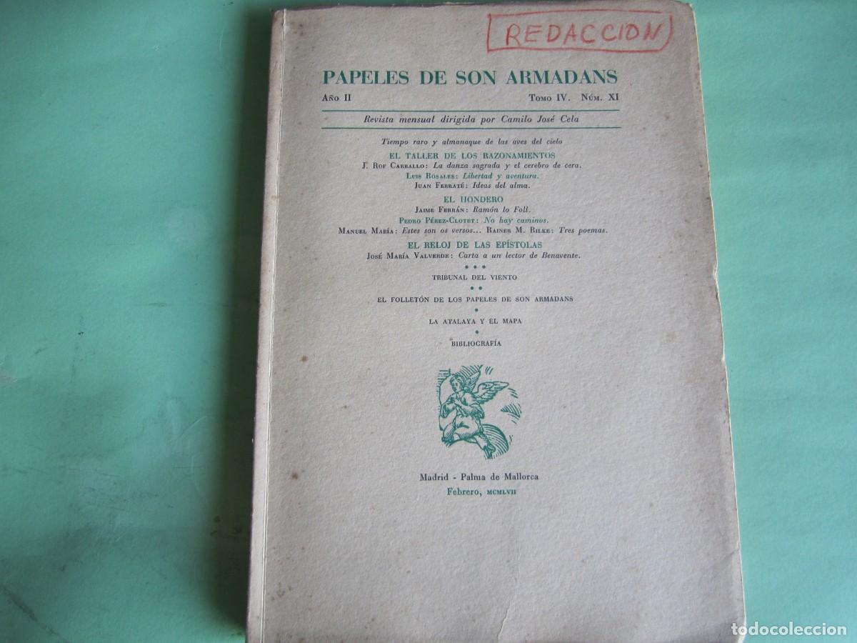 Coleccionismo de Revistas y Peri&oacute;dicos: PAPELES DE SON ARMADANS -CAMILO JOSE CELA -FEBREO 1957 P.DE MALLORCA -A&Ntilde;O II-NUM XI