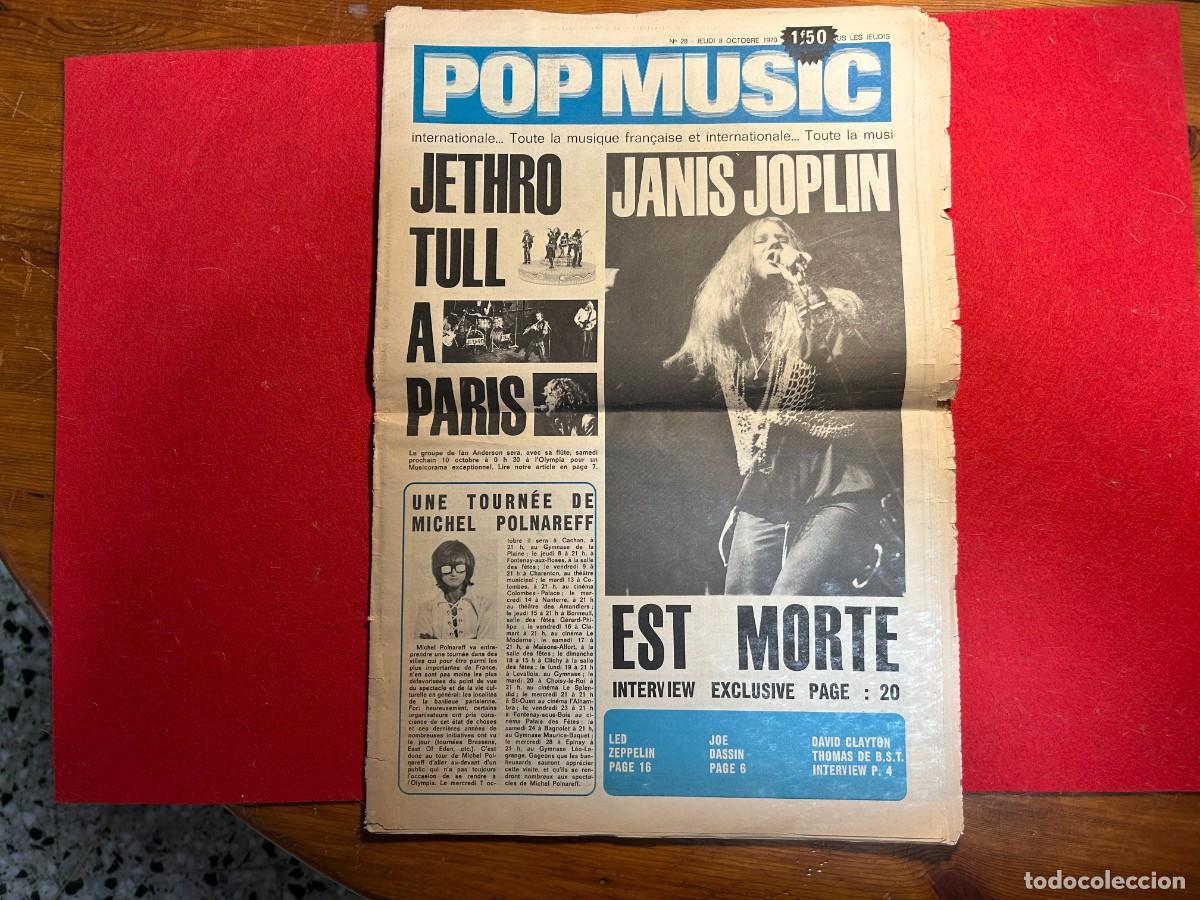 Coleccionismo de Revistas y Peri&oacute;dicos: Periodico POP MUSIC revista musical francesa Janis Joplin est Morte - 1970