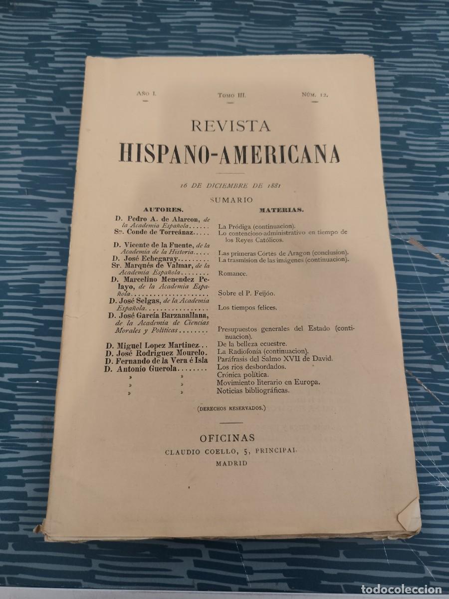 Collection Magazines and Newspapers: REVISTA HISPANO-AMERICANA,A&Ntilde;O I,TOMO III,NUM.12, DICIEMBRE 1882,VER SUMARIO, INTONSO.