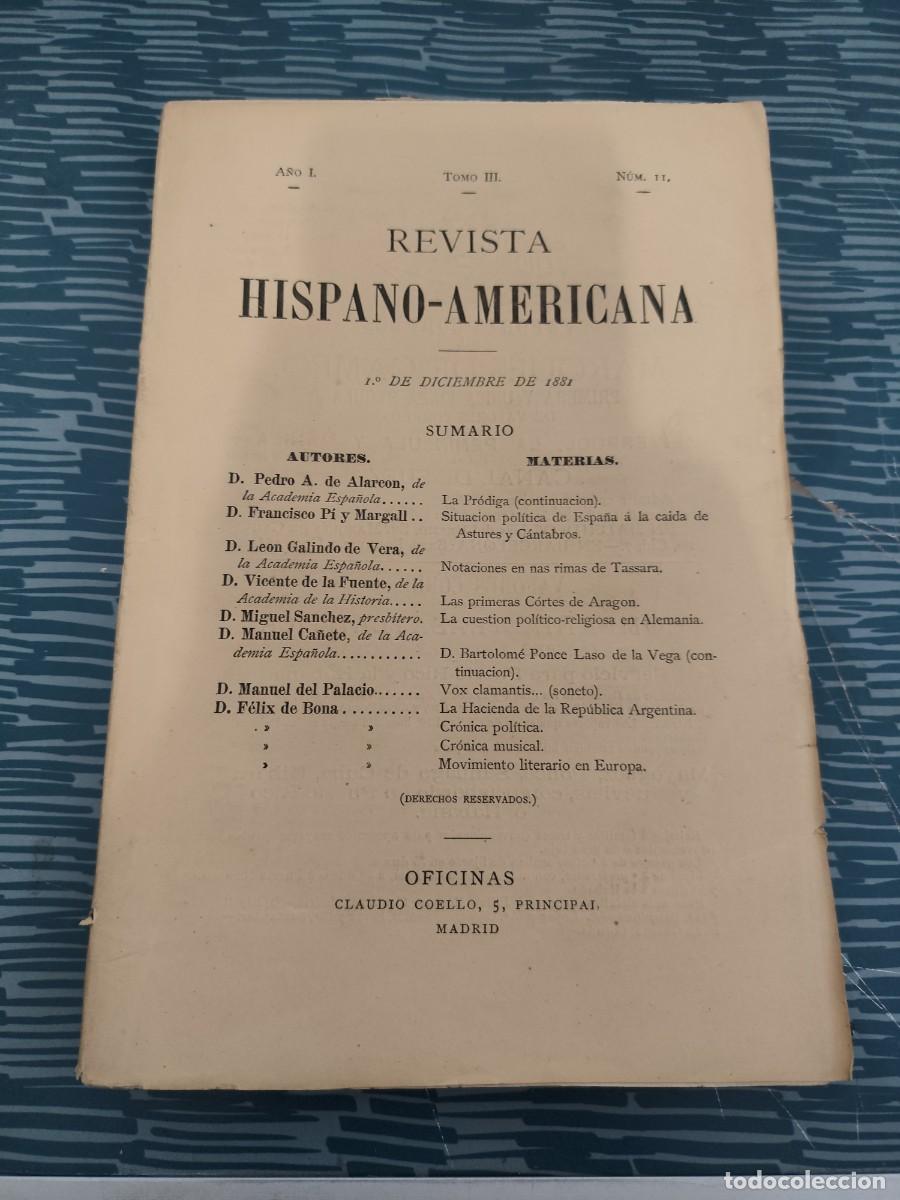 Sammeln von Zeitschriften und Zeitungen: REVISTA HISPANO-AMERICANA,A&Ntilde;O I,TOMO III,NUM.11, 1 DICIEMBRE 1881,VER SUMARIO, INTONSO.