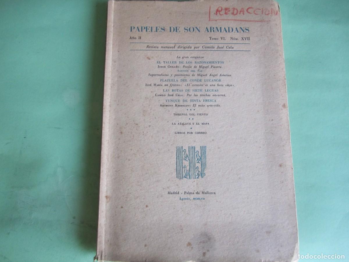 Coleccionismo de Revistas y Peri&oacute;dicos: PAPELES DE SON ARMADANS -CAMILO JOSE CELA -AGOSTO 1957 P.DE MALLORCA -A&Ntilde;O II-NUM XVII