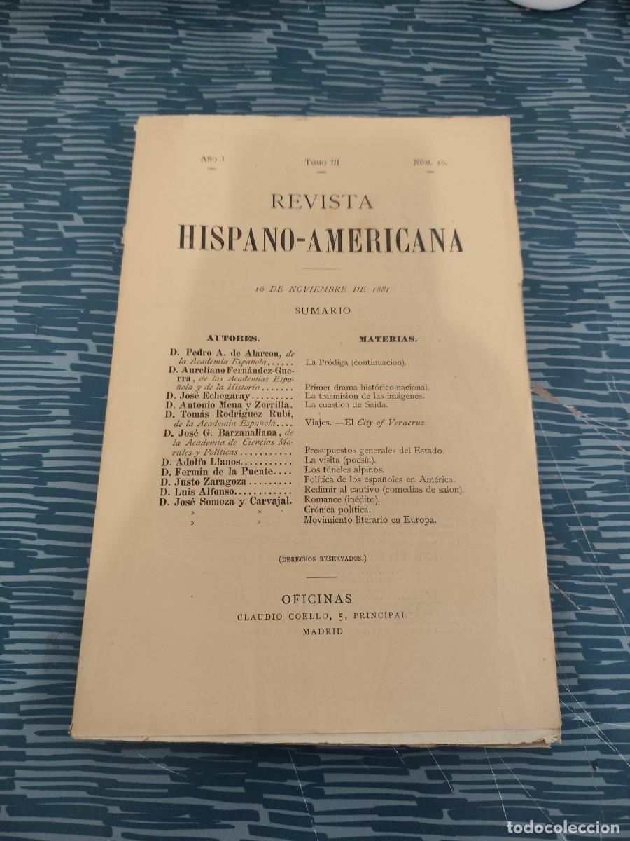 Coleccionismo de Revistas y Peri&oacute;dicos: REVISTA HISPANO-AMERICANA,A&Ntilde;O I,TOMO III,NUM.10, 16 NOVIEMBRE 1881,VER SUMARIO, INTONSO.