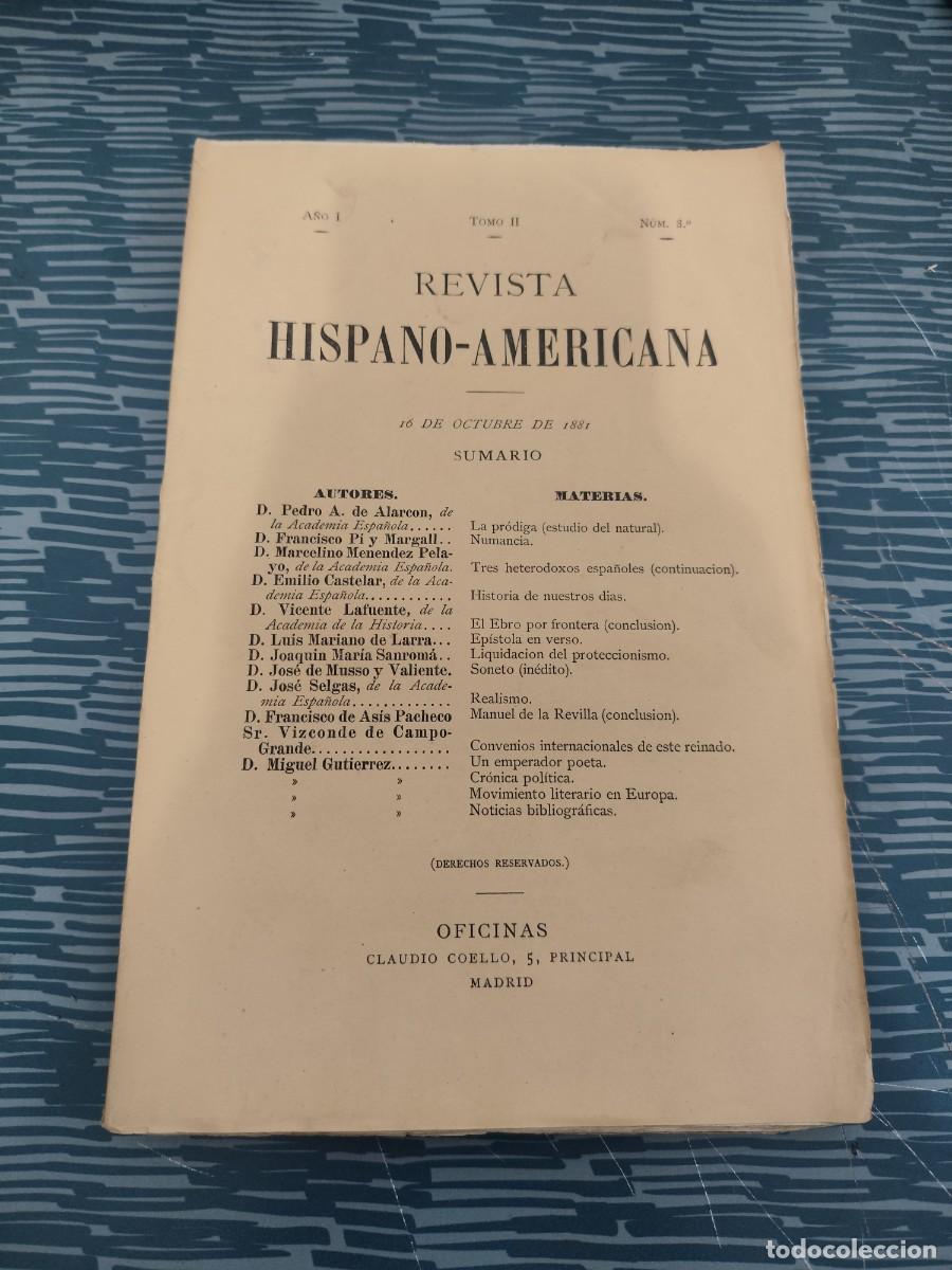 Sammeln von Zeitschriften und Zeitungen: REVISTA HISPANO-AMERICANA,A&Ntilde;O I,TOMO II,NUM.8, 16 OCTUBRE 1881,VER SUMARIO, INTONSO.