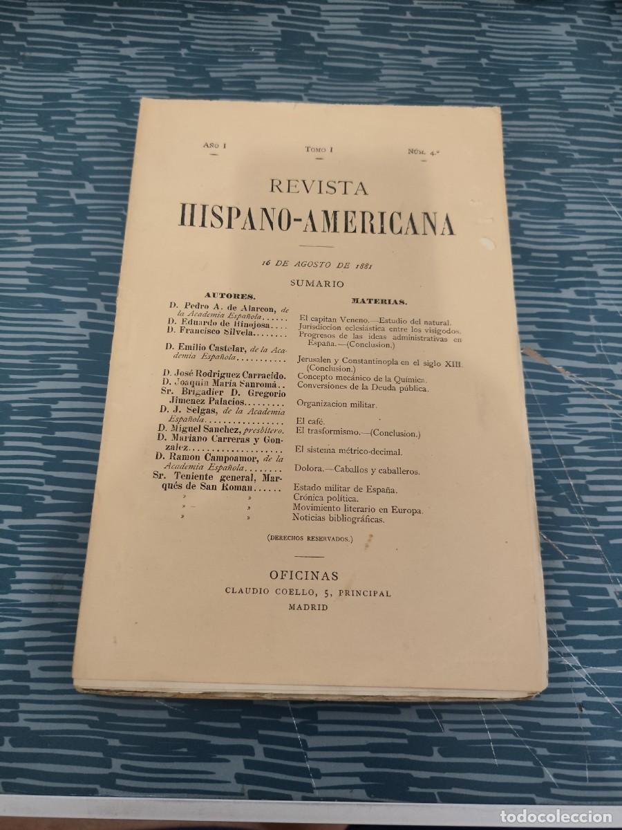 Coleccionismo de Revistas y Peri&oacute;dicos: REVISTA HISPANO-AMERICANA,A&Ntilde;O I,TOMO I,NUM.4, 16 AGOSTO 1881,VER SUMARIO, INTONSO.