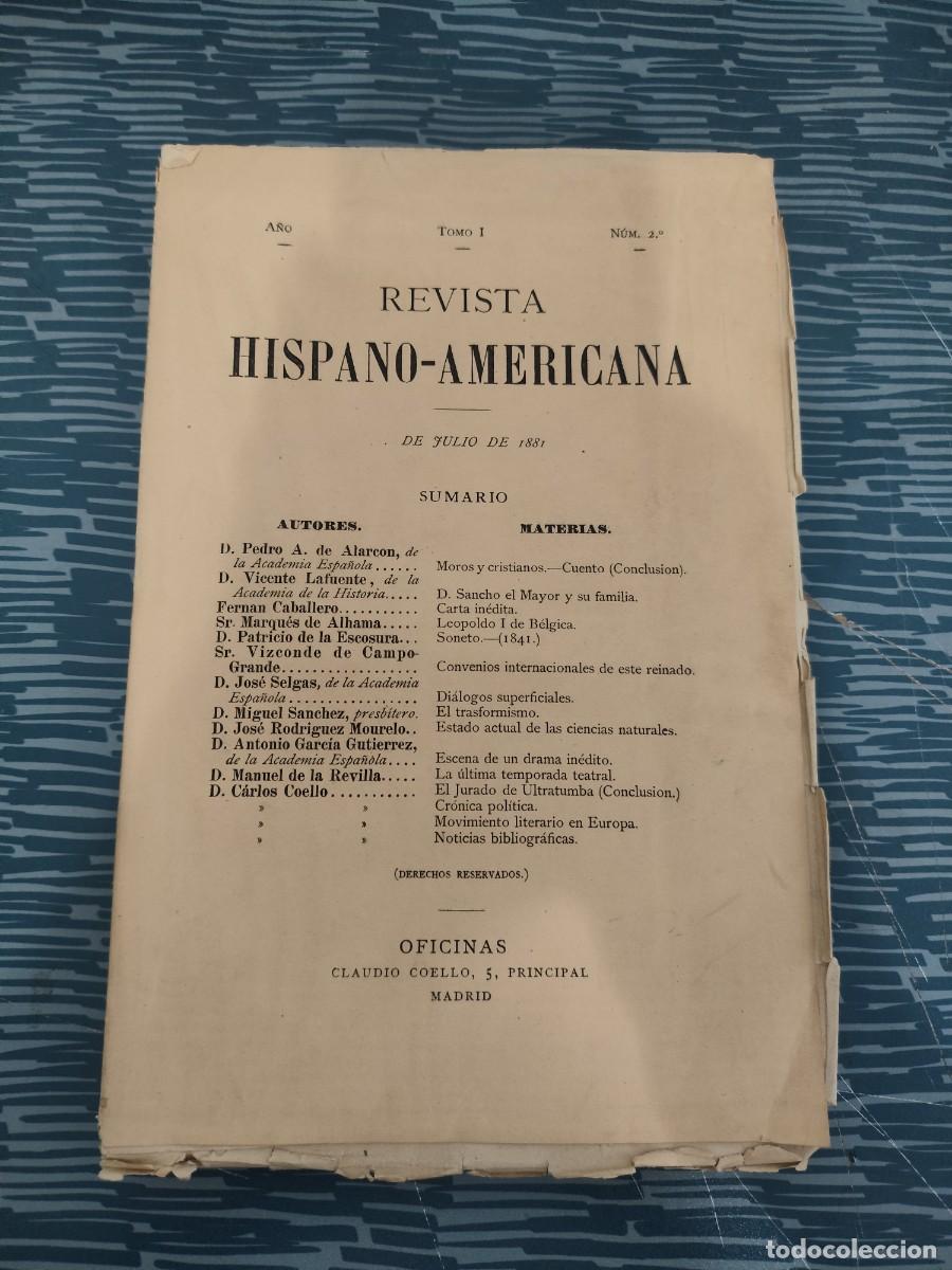 Collectionnisme de Revues et Journaux: REVISTA HISPANO-AMERICANA,A&Ntilde;O I,TOMO I,NUM.2,JULIO 1881,VER SUMARIO, INTONSO.