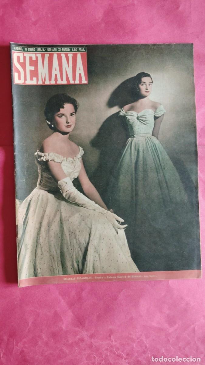 Coleccionismo de Revistas y Peri&oacute;dicos: BLANCA Y PALOMA ESCRIVA DE ROMANI.-SEMANA.-REVISTA.-NUMERO 569.-A&Ntilde;O 1951.