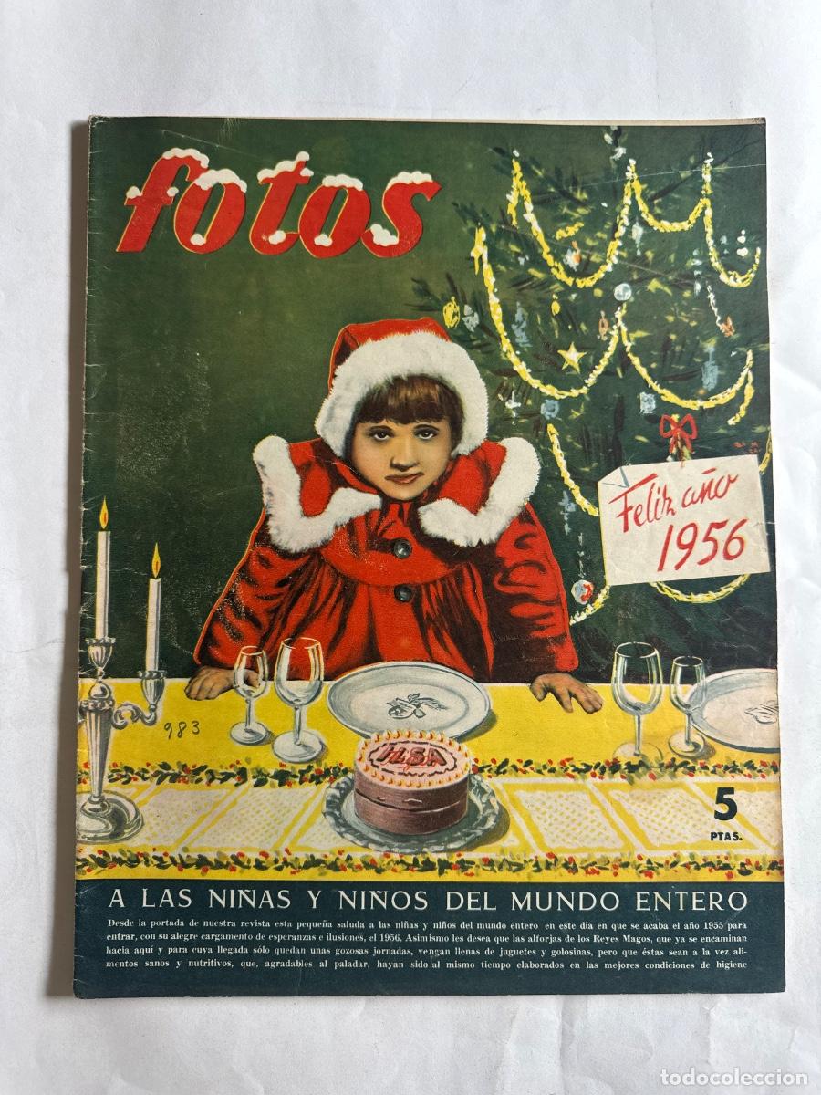 Coleccionismo de Revistas y Peri&oacute;dicos: Revista Fotos, A&ntilde;o 1955, Franco, Nochevieja, Einstein, Winston Churchill, Sofia Loren