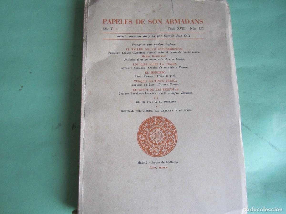 Coleccionismo de Revistas y Peri&oacute;dicos: PAPELES DE SON ARMADANS -C J CELA -JULIO1960 P.DE MALLORCA-A&Ntilde;O V-NUM LII -NUMERADO- NOMBRE SUSCRIPT