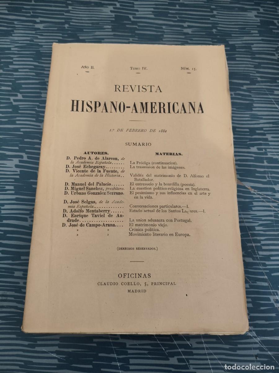 Coleccionismo de Revistas y Peri&oacute;dicos: REVISTA HISPANO-AMERICANA,A&Ntilde;O II,TOMO IV,NUM.15, 1 FEBRERO 1882,VER SUMARIO, INTONSO.