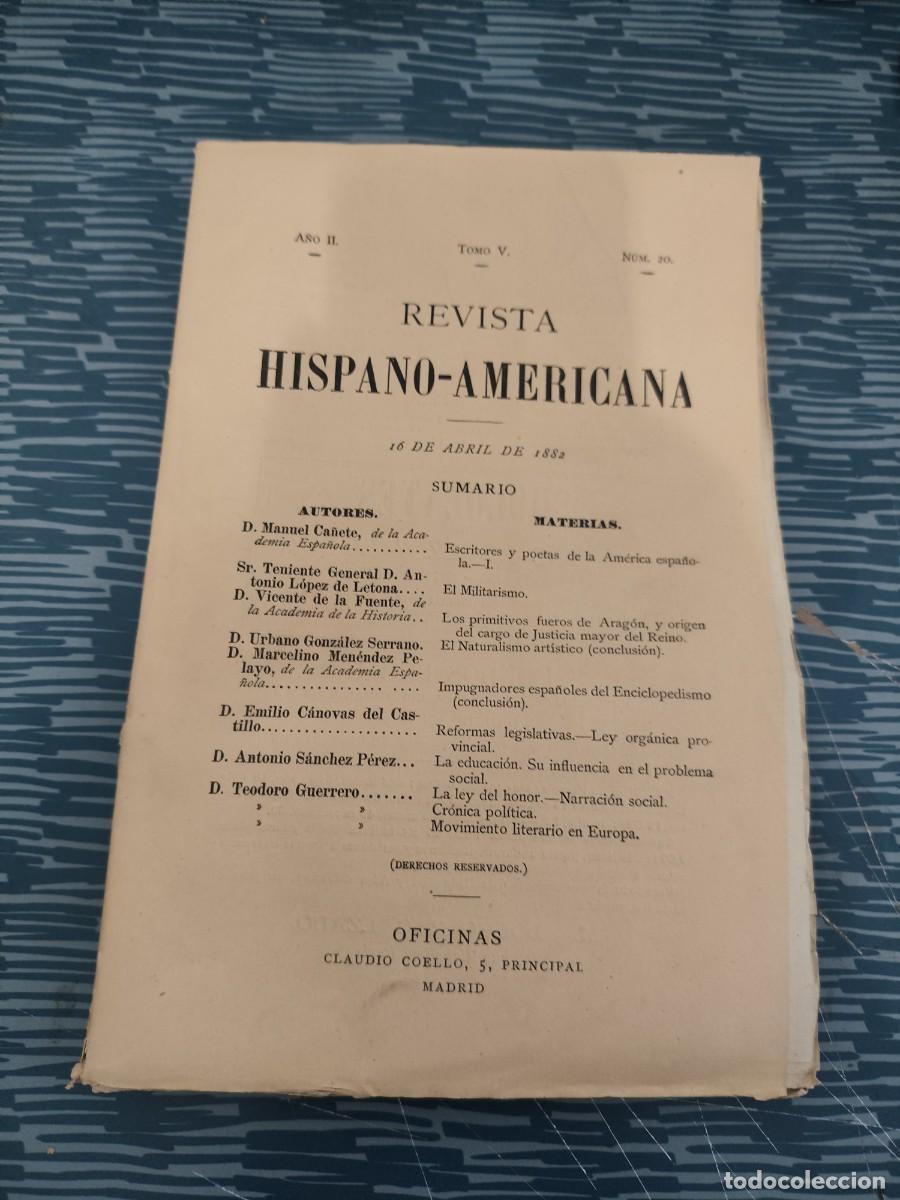 Coleccionismo de Revistas y Peri&oacute;dicos: REVISTA HISPANO-AMERICANA,A&Ntilde;O II,TOMO V,NUM.20, 16 ABRIL 1882,VER SUMARIO, INTONSO.