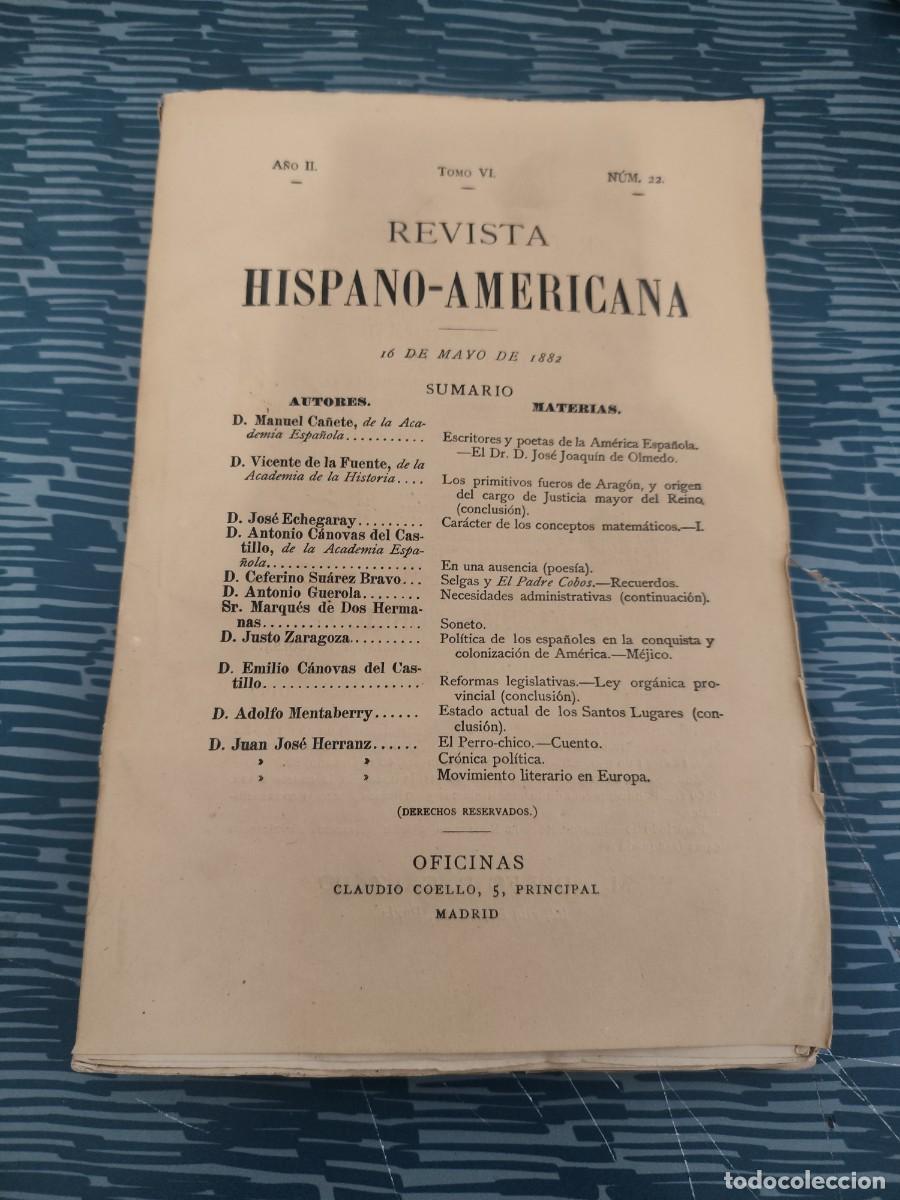 Coleccionismo de Revistas y Peri&oacute;dicos: REVISTA HISPANO-AMERICANA,A&Ntilde;O II,TOMO VI,NUM.22, 16 MAYO 1882,VER SUMARIO, INTONSO.