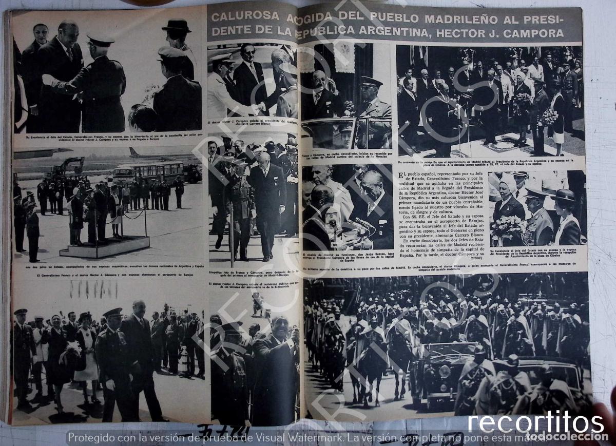 Colecionismo de Revistas e Jornais: HECTOR C COMPORA PRESIDENTE DE ARGENTINA EN MADRID CON Franco