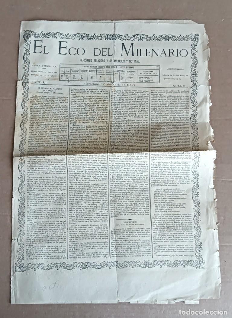 Coleccionismo de Revistas y Peri&oacute;dicos: EL ECO DEL MILENARIO - Peri&oacute;dico religioso Barcelona 25 de abril de 1880