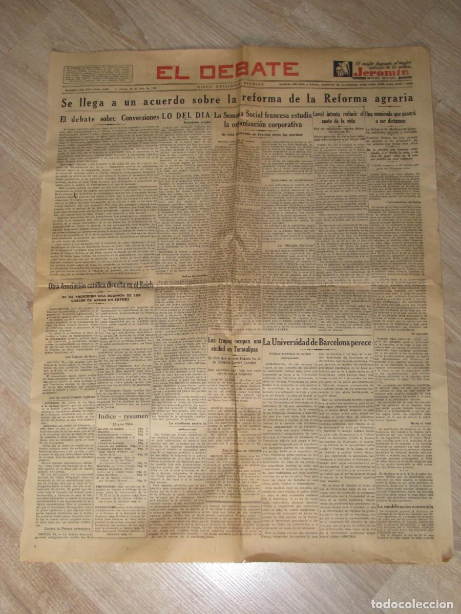 Coleccionismo de Revistas y Peri&oacute;dicos: UNA HOJA DE LA REVISTA EL DEBATE. 25 JULIO 1935