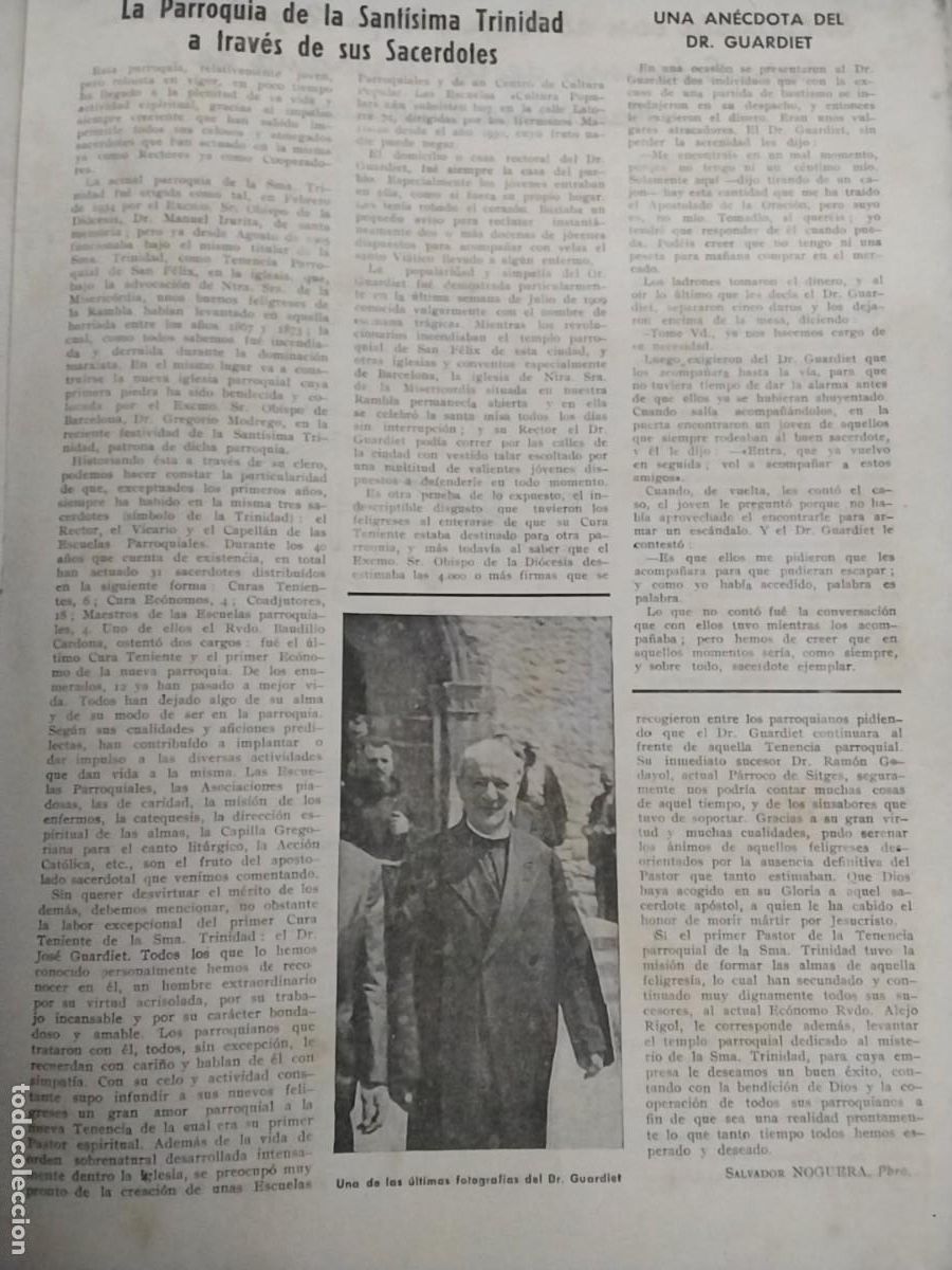 Coleccionismo de Revistas y Peri&oacute;dicos: JOSE GUARDIET PARROQUIA SANTISIMA TRINIDAD REVISTA A&Ntilde;O 1945