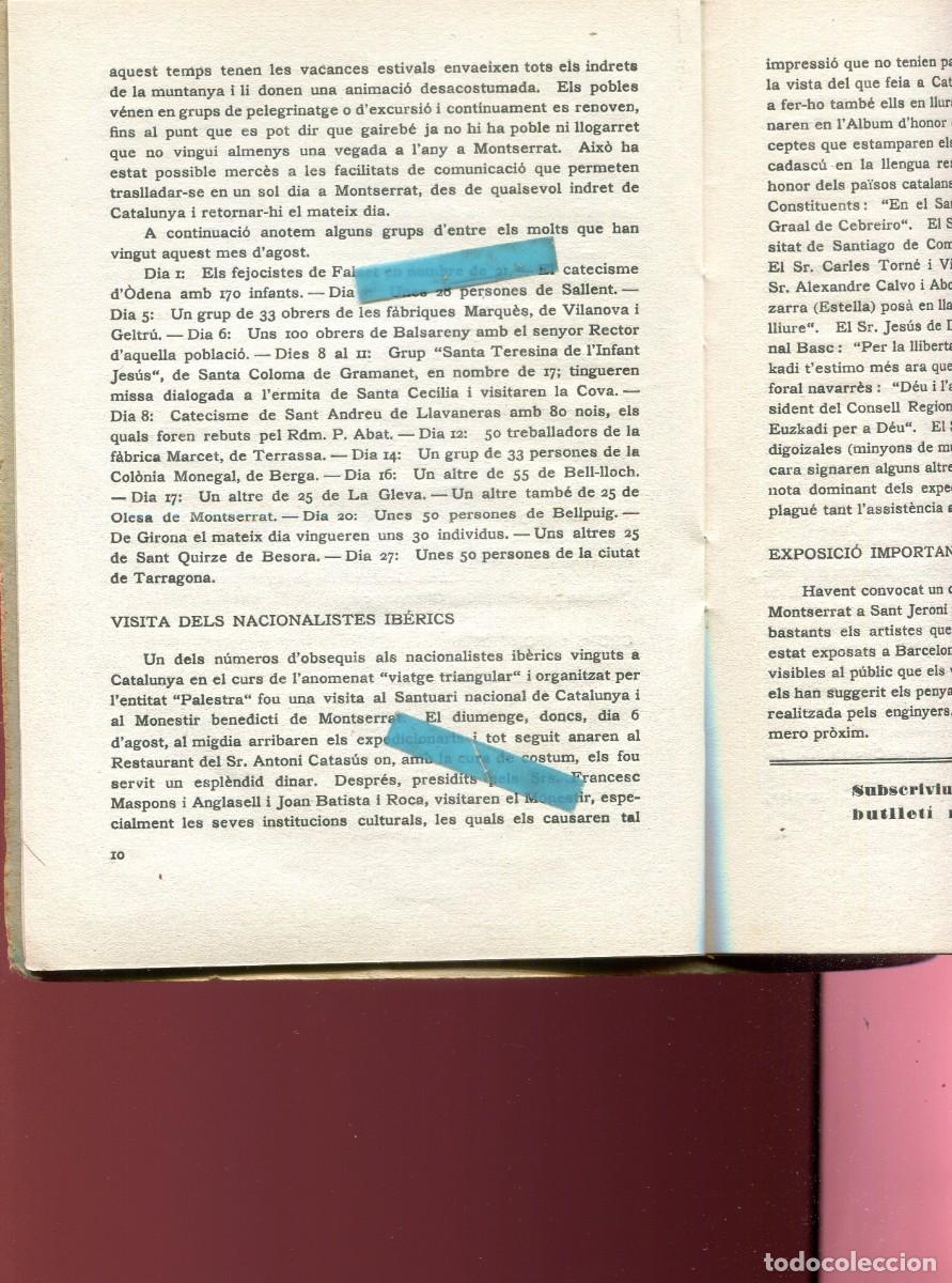 Collectionnisme de Revues et Journaux: BUTLLETI DE MONTSERRAT ANY 1933 COLONIA MONEGAL DE BERGA BELL-LLOC BELLPUIG LLAVANERES SALLENT
