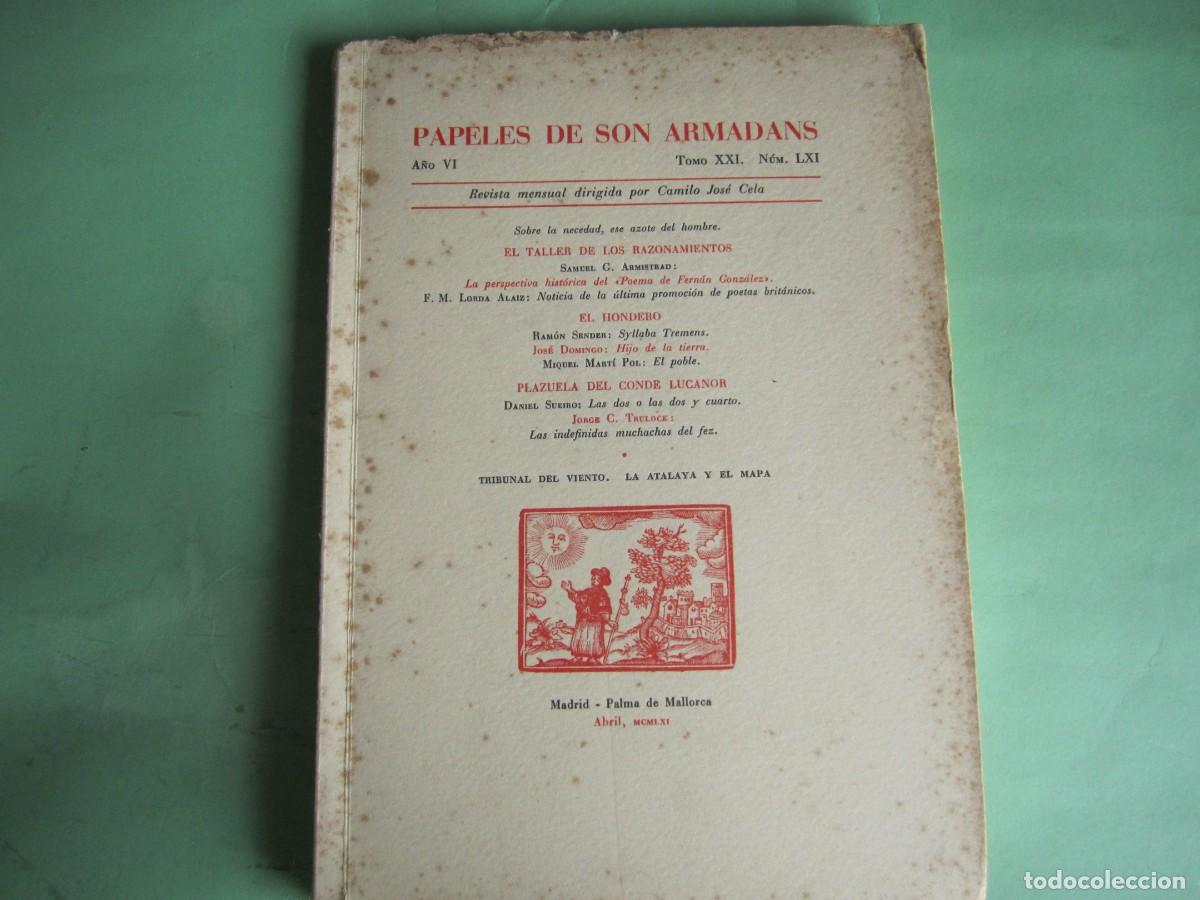 Coleccionismo de Revistas y Peri&oacute;dicos: PAPELES DE SON ARMADANS -C J CELA - P.DE MALLORCAABRIL 1961-A&Ntilde;OVI-NUM LXI -NUMERADO- NOMBRE SUSCRIPT