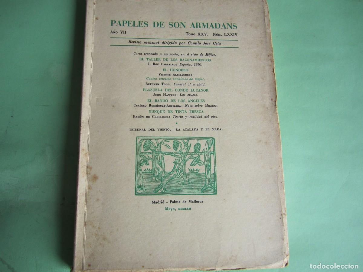 Coleccionismo de Revistas y Peri&oacute;dicos: PAPELES DE SON ARMADANS -C J CELA - P. MALLORCA MAYO 1962-A&Ntilde;OVII-NUM 74 -NUMERADO- NOMBRE SUSCRIPT