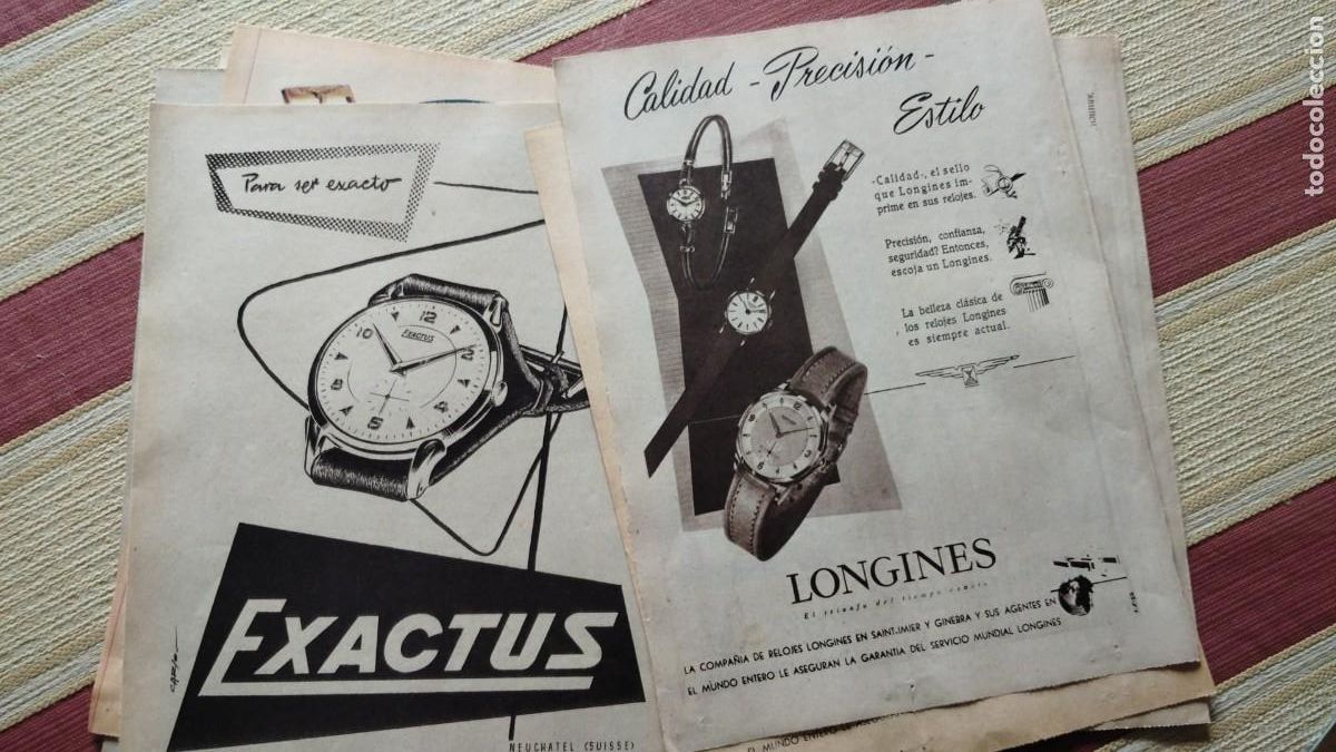 Coleccionismo de Revistas y Peri&oacute;dicos: EXACTUS.-LONGINES.-RELOJES.-PUBLICIDAD EN HOJA DE REVISTA.-A&Ntilde;OS 50-60.