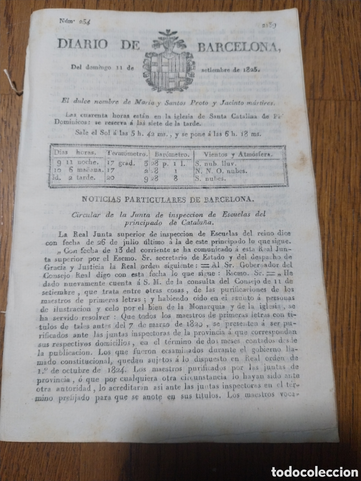 Coleccionismo de Revistas y Peri&oacute;dicos: DIARIO 1825 PURIFICACIONES MAESTROS DE ESCUELAS DE CATALU&Ntilde;A. RECURSO DEL GREMIO DE TEJEDORES D BARCE