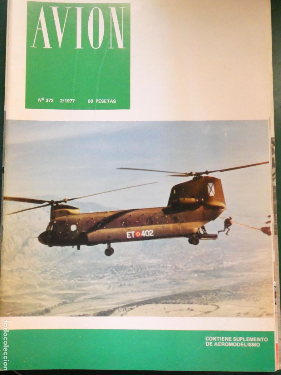 Collectionnisme de Revues et Journaux: REVISTA AVIACI&Oacute;N MILITAR / CIVIL. AVI&Oacute;N 372 1977 CASA C212 AVIOCAR AVIACO PANAVIA 200 CHINOOK 130GR