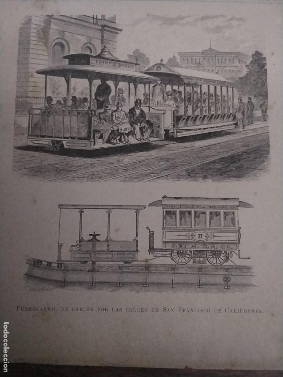 Coleccionismo de Revistas y Peri&oacute;dicos: FERROCARRIL DE CABLES POR LAS CALLES DE SAN FRANCISCO DE CALIFORNIA REVISTA A&Ntilde;O 1883