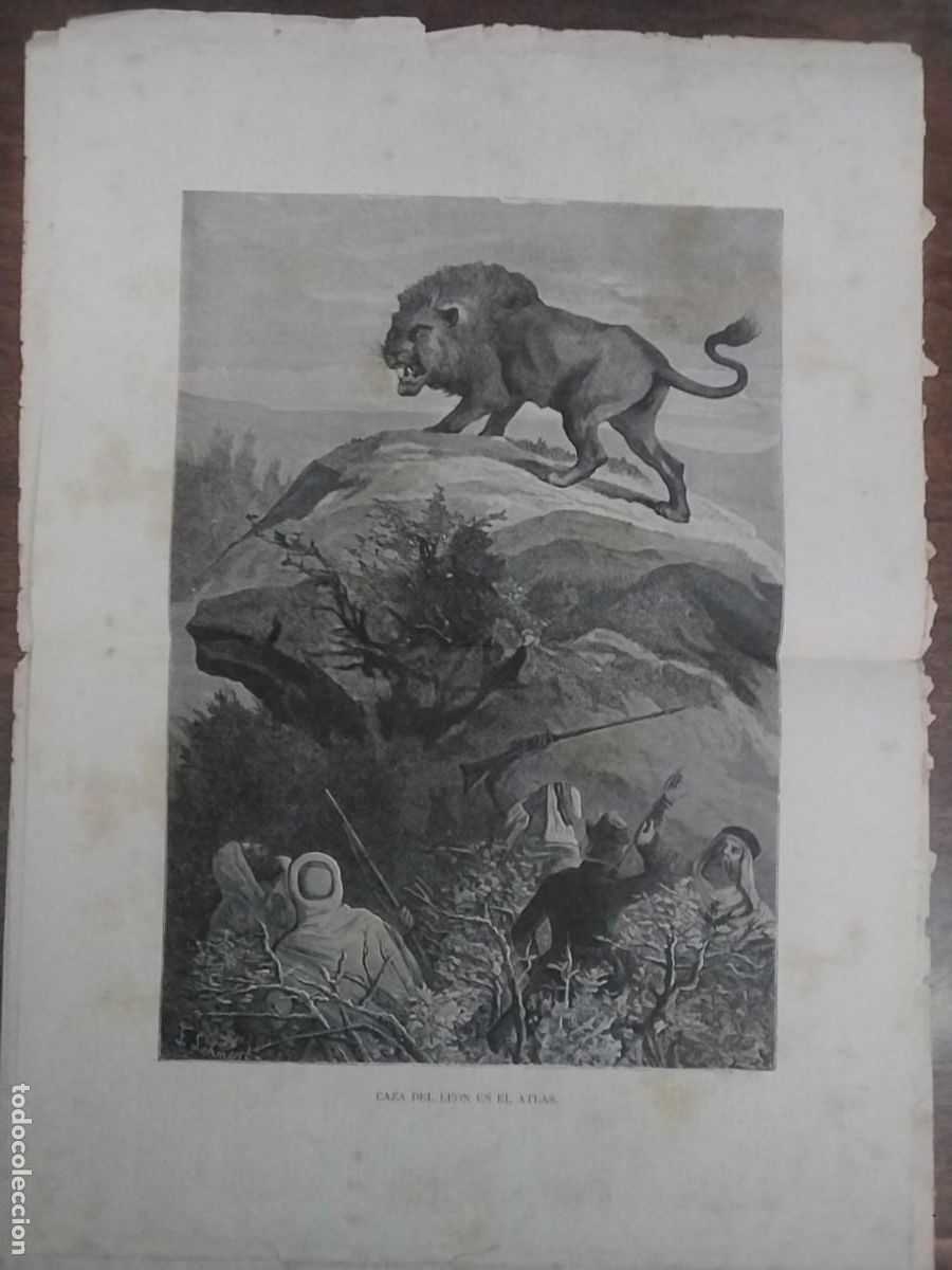 Coleccionismo de Revistas y Peri&oacute;dicos: CAZA DEL LEON EN EL ATLAS / EL BESO / SILUETAS REVISTA A&Ntilde;O 1882