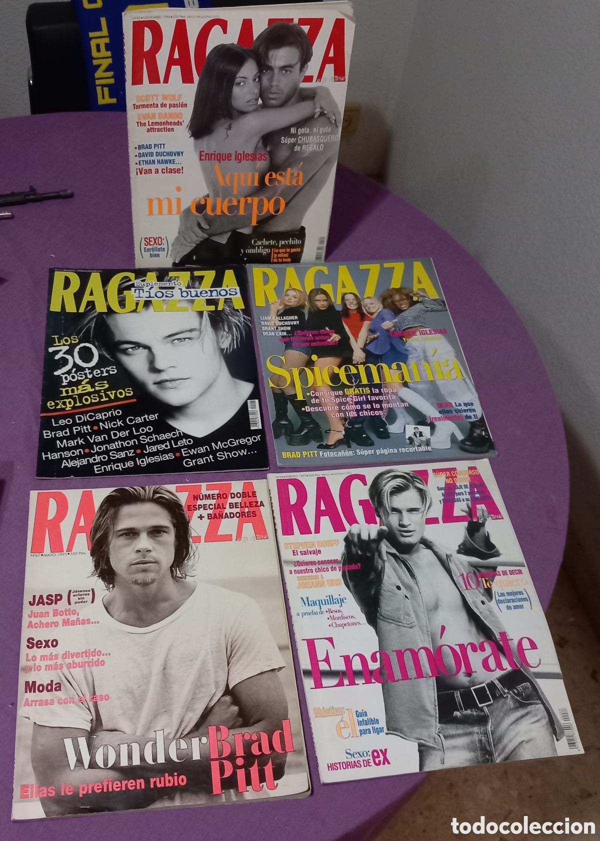 Coleccionismo de Revistas y Peri&oacute;dicos: 5&times;REVISTAS RAGAZZA(BRAD PITT+ENRIQUE IGLESIAS+30 POSTERS+SPICEMANIA+ENAMORATE)