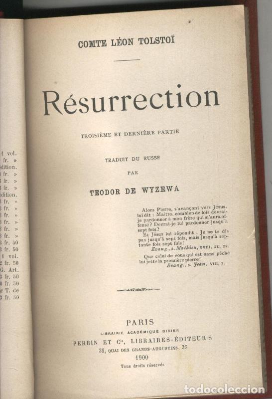 Colecionismo de Revistas e Jornais: Resurrection.troisieme et derniere partie - Leon Tolstoi