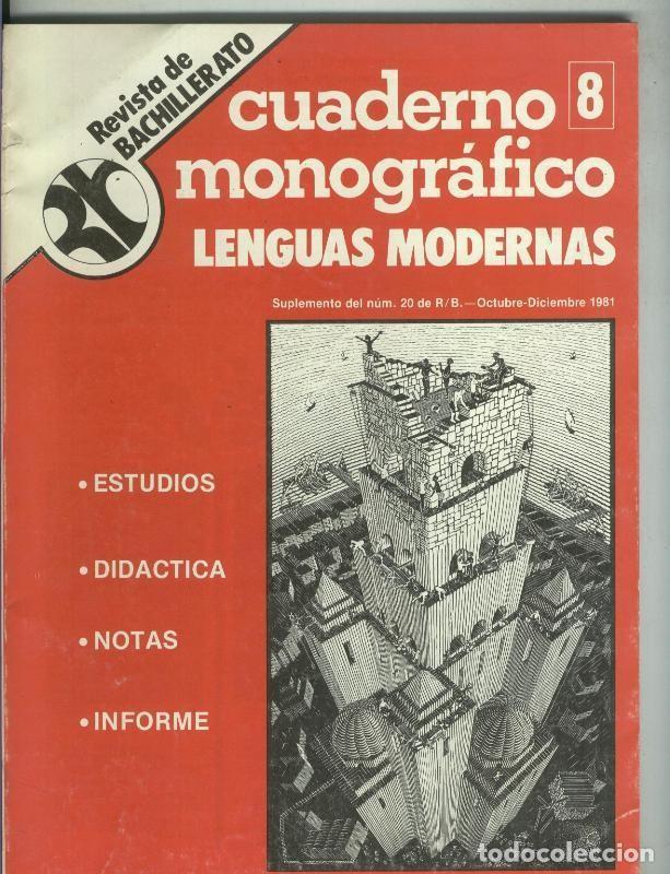 Coleccionismo de Revistas y Peri&oacute;dicos: Revista de Bachillerato cuaderno monografico numero 08: Lenguas modernas - varios