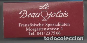 Coleccionismo de Revistas y Peri&oacute;dicos: Caja de Cerillas Le Beau jolais Suiza triangular Inter Hotels - Varios