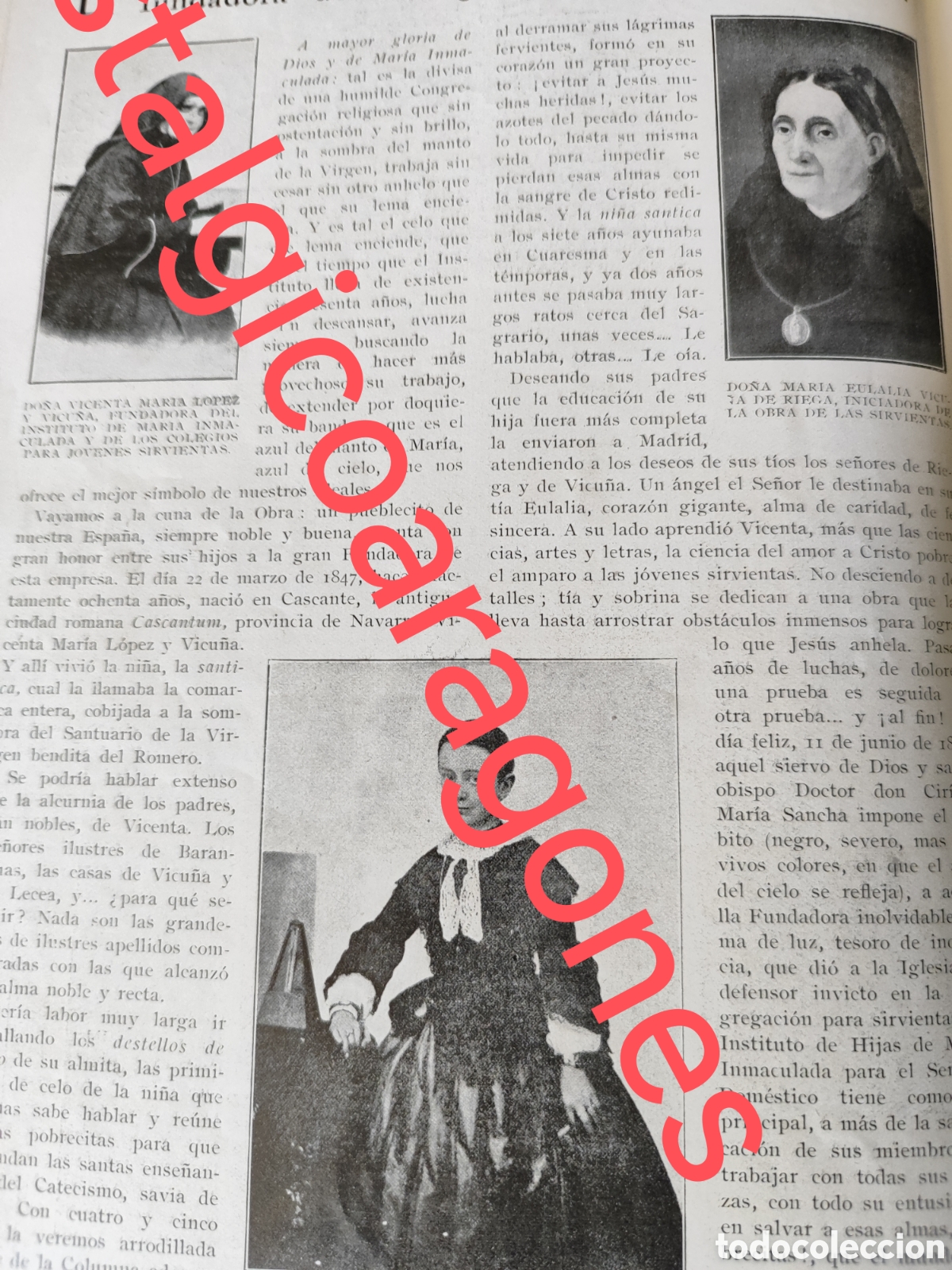 Coleccionismo de Revistas y Peri&oacute;dicos: Cascante Navarra Vicenta L&oacute;pez y Vicu&ntilde;a escrito foto revista princ siglo XX 192B