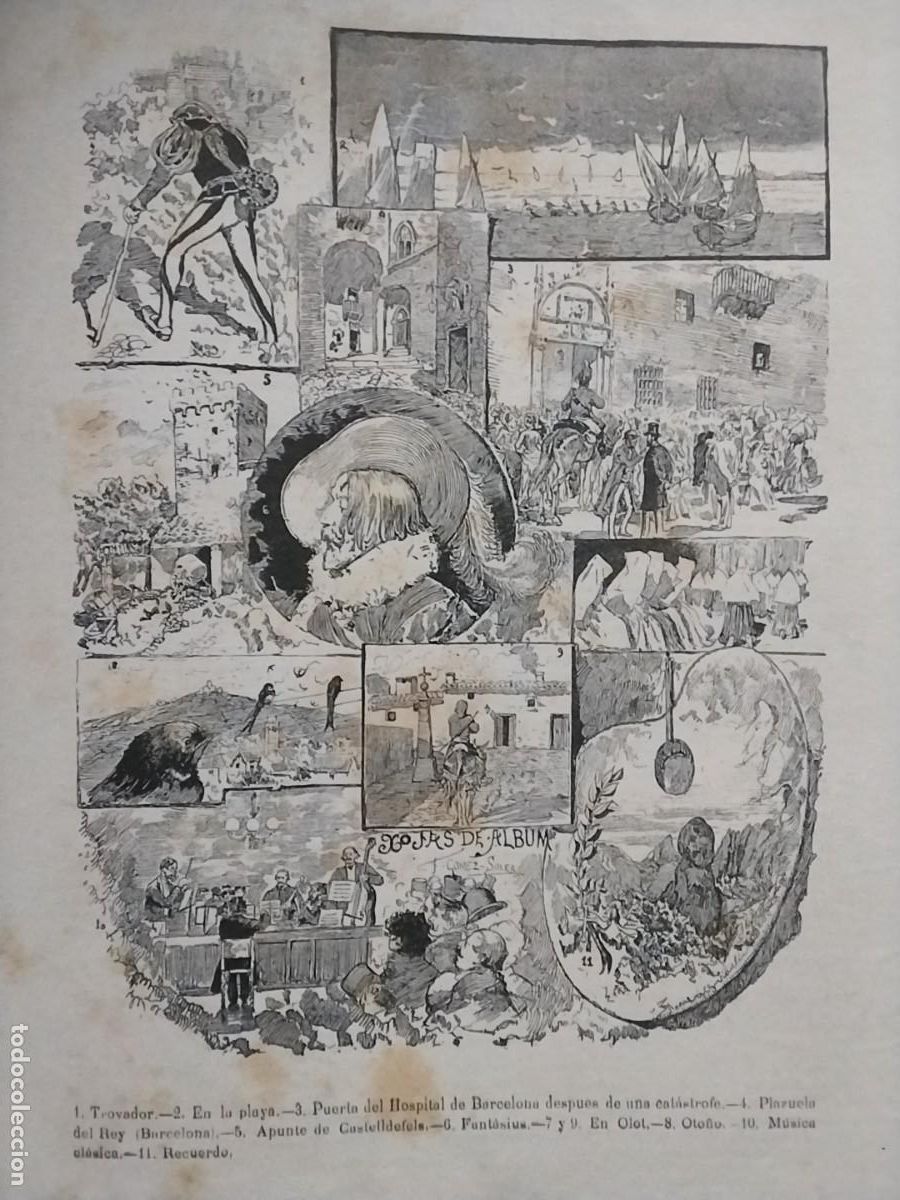 Coleccionismo de revistas y peri&oacute;dicos: PUERTA HOSPITAL DESPUES CATASTROFE BARCELONA PLAZUELA DEL REY CASTELLDEFELS OLOT REVISTA A&Ntilde;O 1883