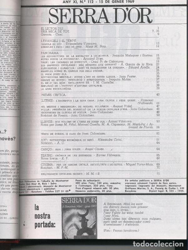 Collectionnisme de Revues et Journaux: Serra d,Or tomo a&ntilde;o 1969 - Varios