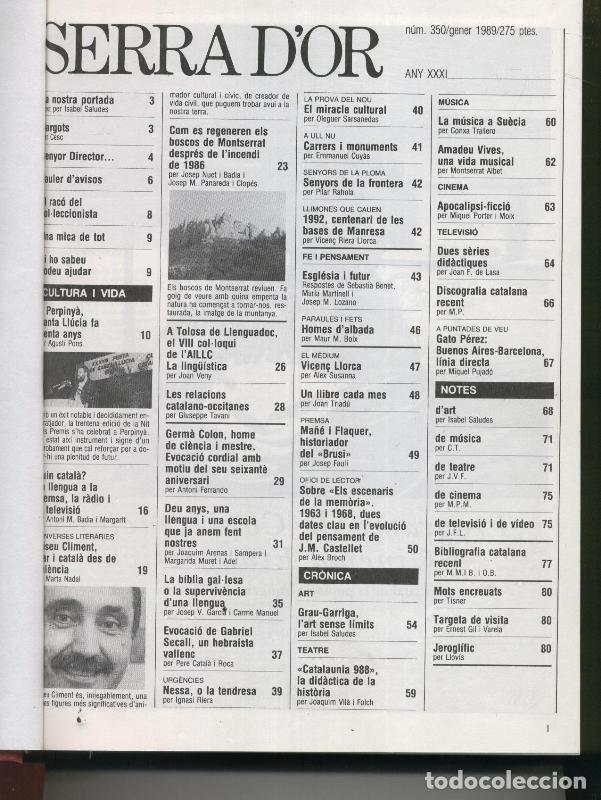 Colecionismo de Revistas e Jornais: Serra d,Or tomo a&ntilde;o 1989 - Varios