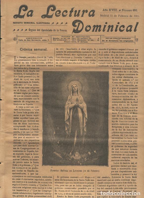 Collection Magazines and Newspapers: La lectura dominical numero 893 del 11.2.1911 - Varios