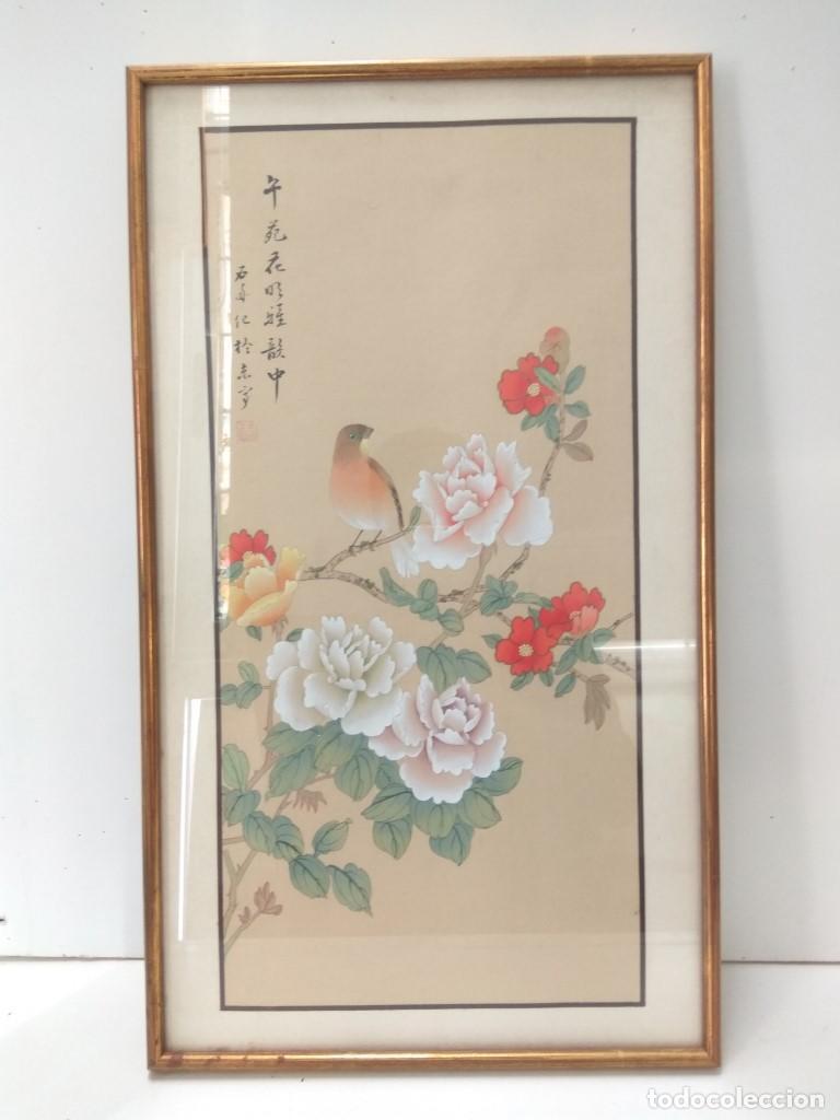 Collectionnisme de Revues et Journaux: CUADRO: LAMINA con tematica Japonesa. PAJARO SOBRE ARBOL EN FLOR - Varios