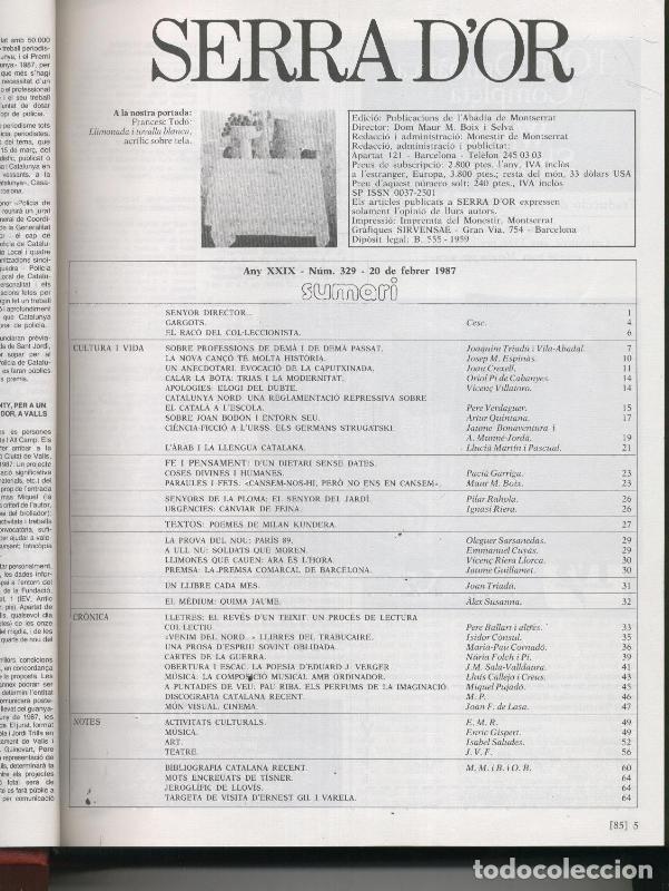 Collezionismo di Riviste e Giornali: Serra d,Or tomo a&ntilde;o 1987 - Varios