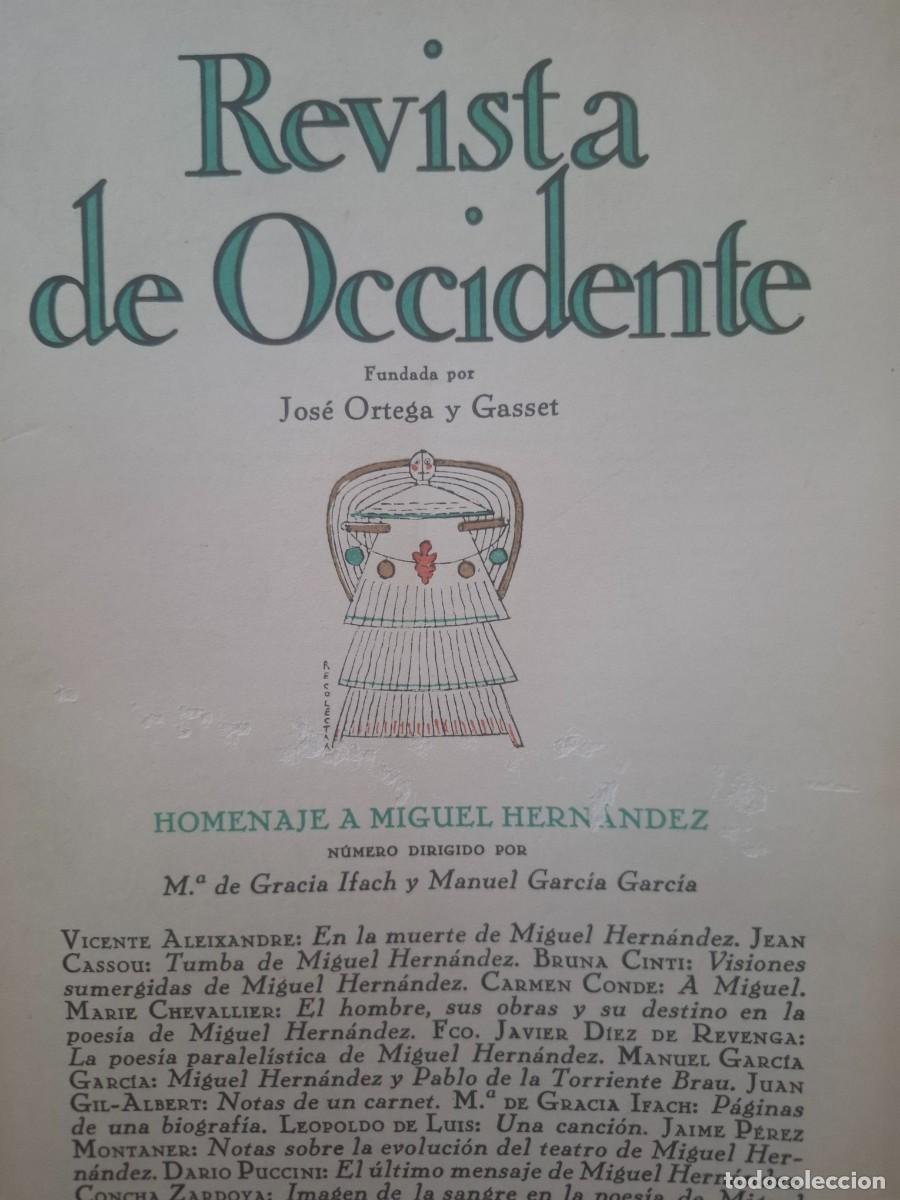 Coleccionismo de Revistas y Peri&oacute;dicos: revista de occidente 139 monogr&aacute;fico homenaje a Miguel Hern&aacute;ndez