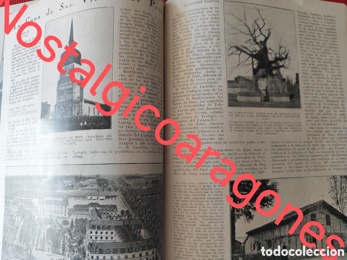 Sammeln von Zeitschriften und Zeitungen: San Vicente Paul amplio escrito nombra Tamarite Litera foto revista princ siglo XX 192B