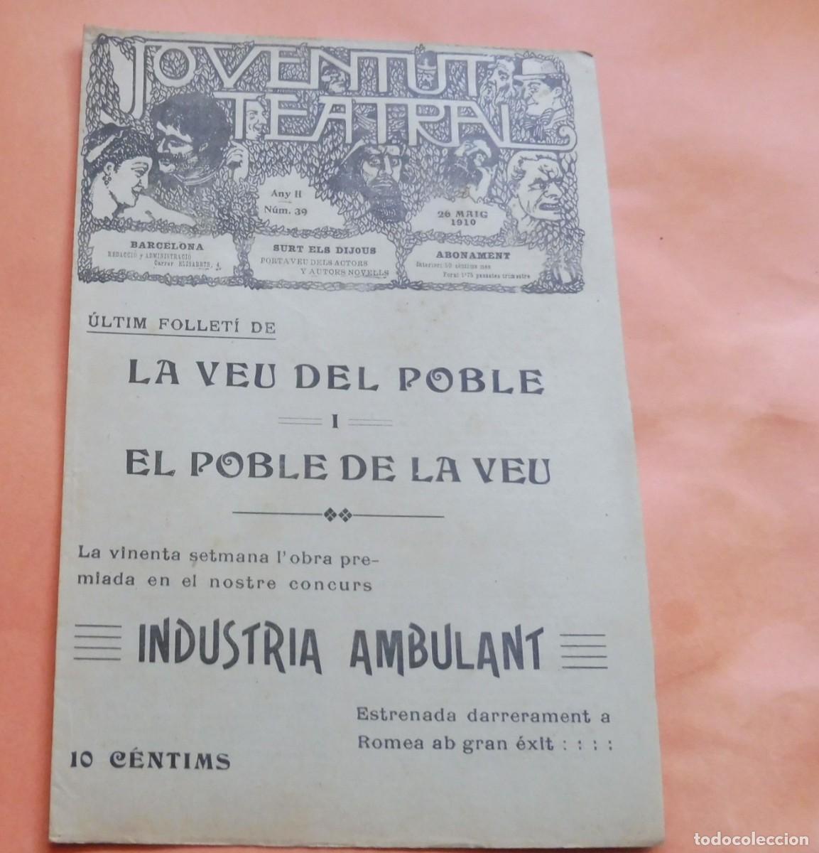 Coleccionismo de Revistas y Peri&oacute;dicos: JOVENTUT TEATRAL - Revista setmanal - Any II - N&Uacute;M 39 - 26 MAIG 1910 -