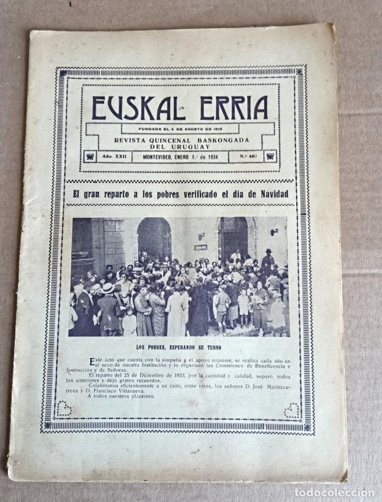 Coleccionismo de Revistas y Peri&oacute;dicos: EUSKAL ERRIA - Revista quincenal baskongada de Uruguay Montevideo - enero 1 de 1934