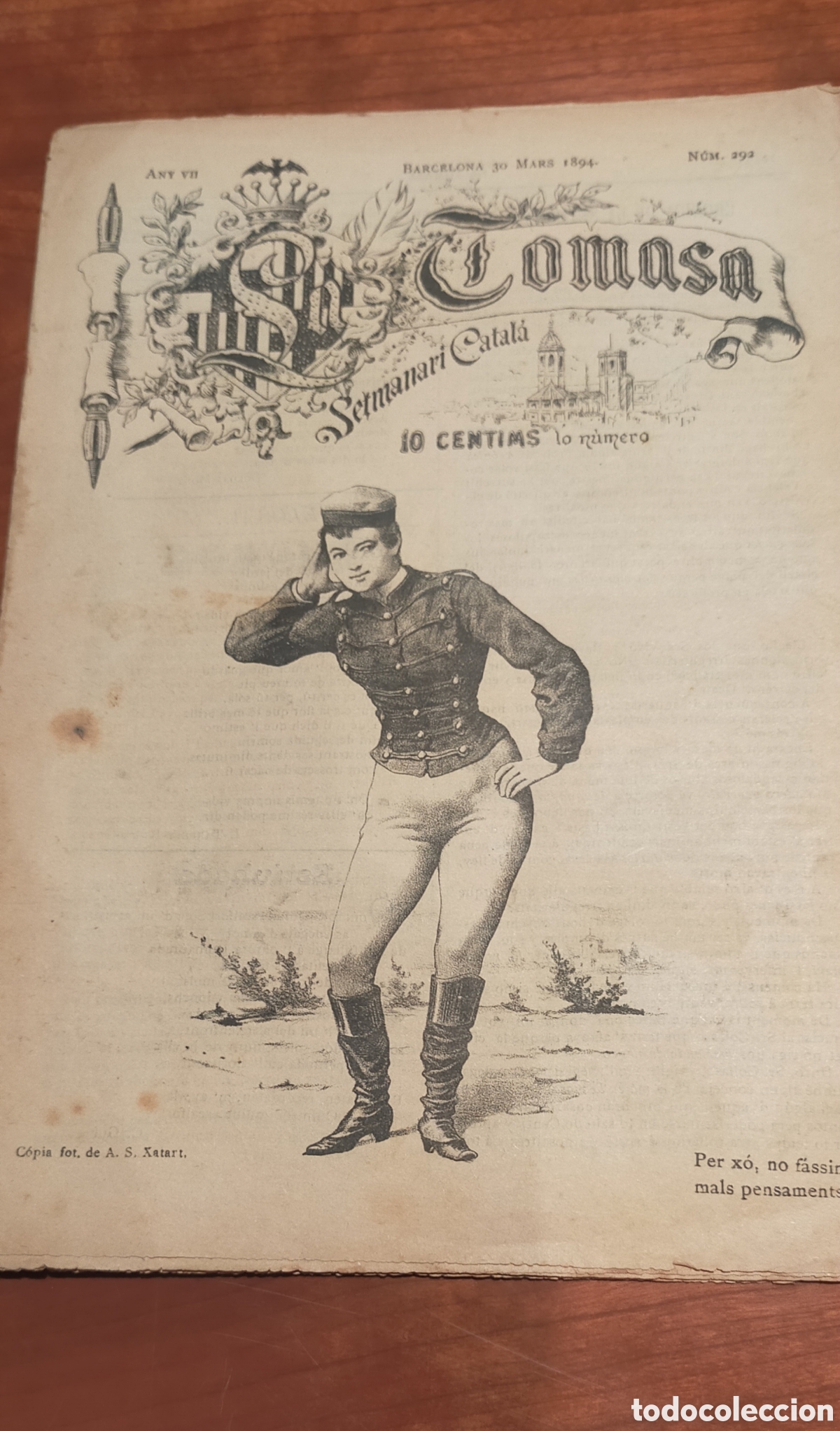 Coleccionismo de Revistas y Peri&oacute;dicos: SETMANARI CATAL&Agrave; LA TOMASA NUM. 292