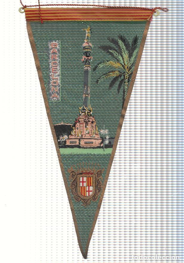Coleccionismo de Revistas y Peri&oacute;dicos: BANDERIN: BARCELONA- Ilustracion de Cristobal Colon y escudo de la localidad - VARIOS